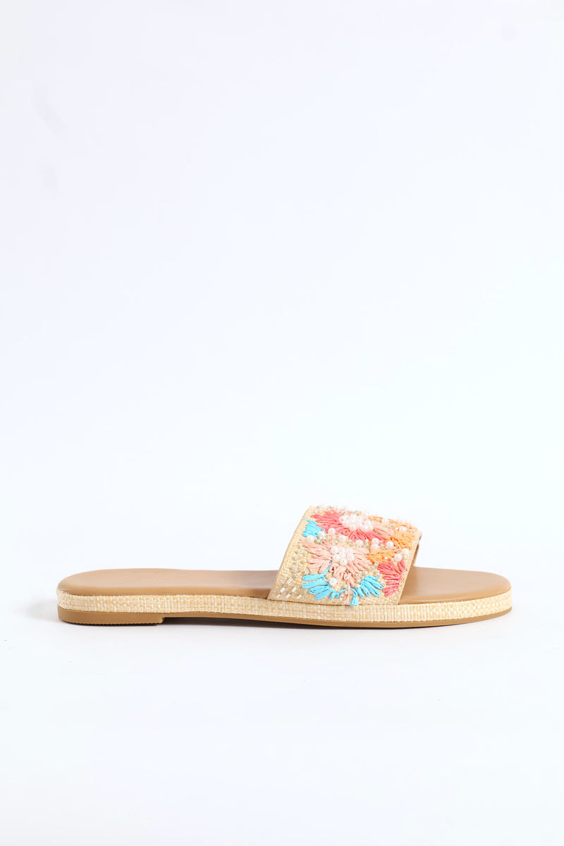 Floral Embroidered Single Band Mule Sandal - Multi