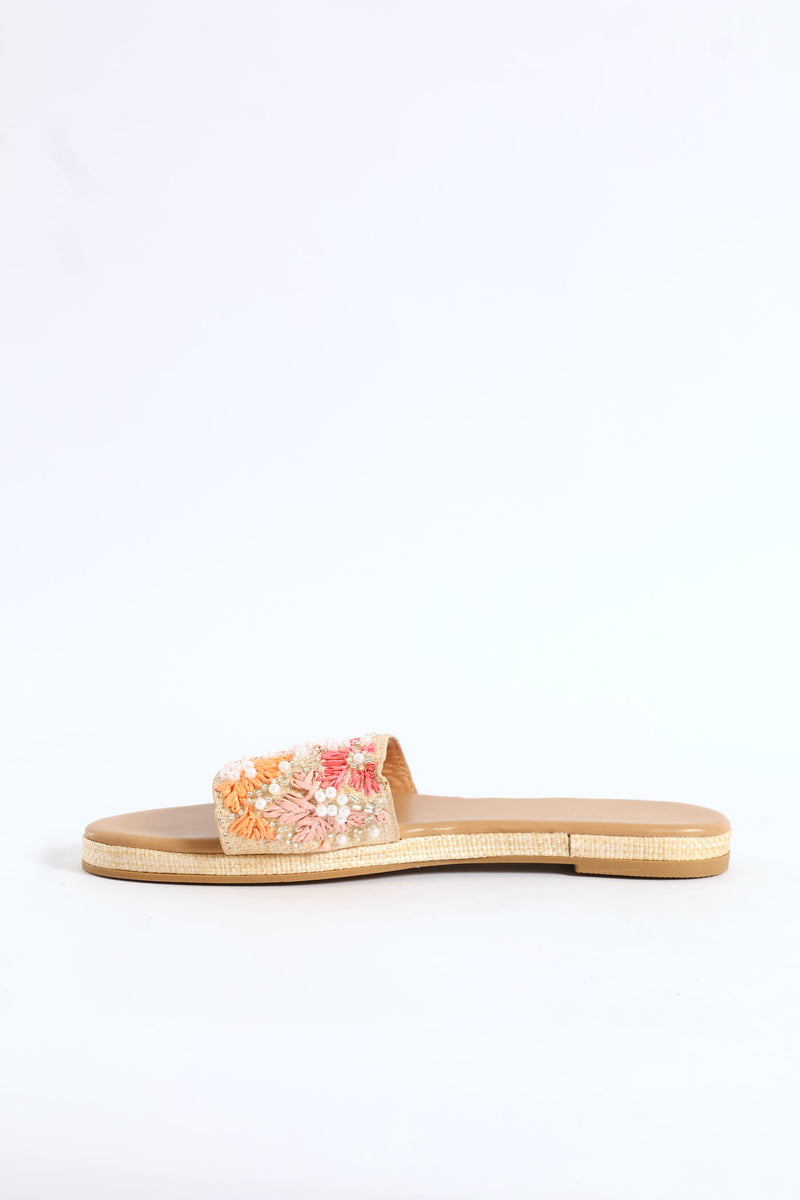 Floral Embroidered Single Band Mule Sandal - Multi
