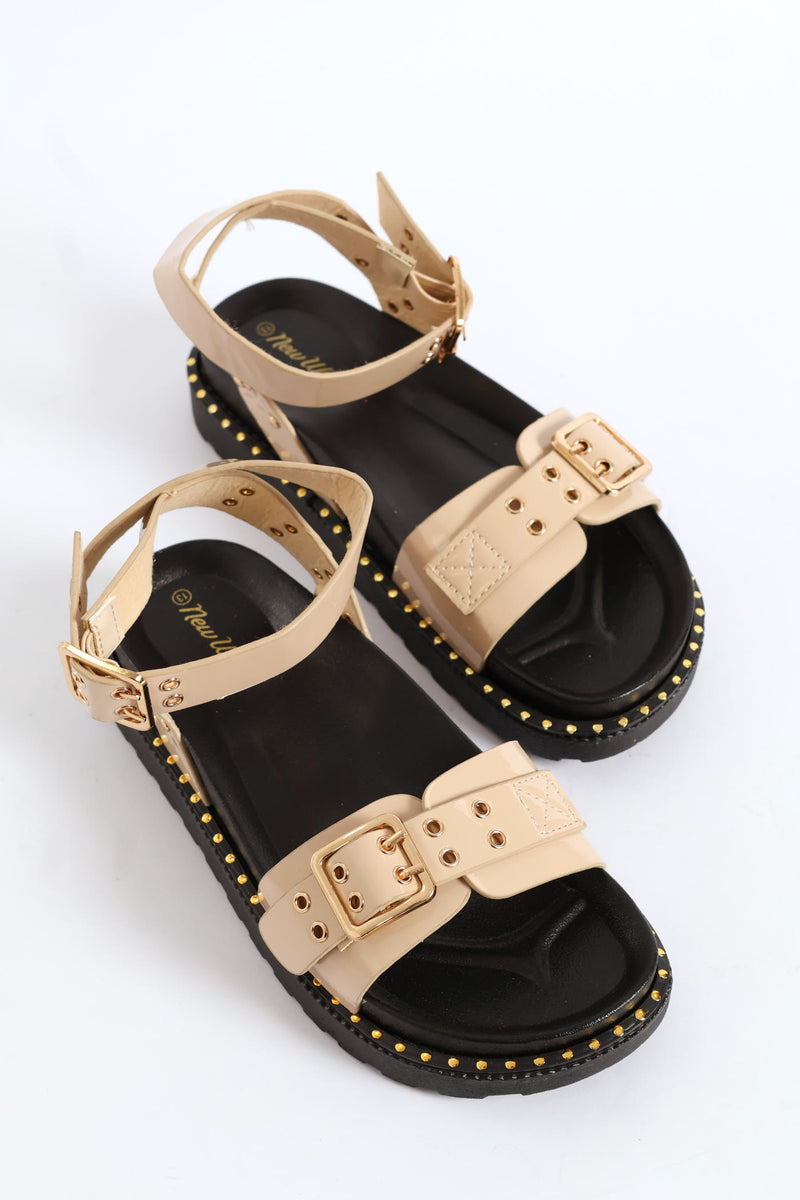 Girls Chunky Stud Sandal - Beige