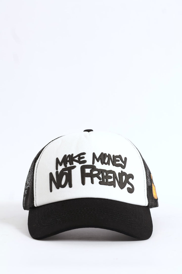 Make Money Not Friends Cap - Black/White