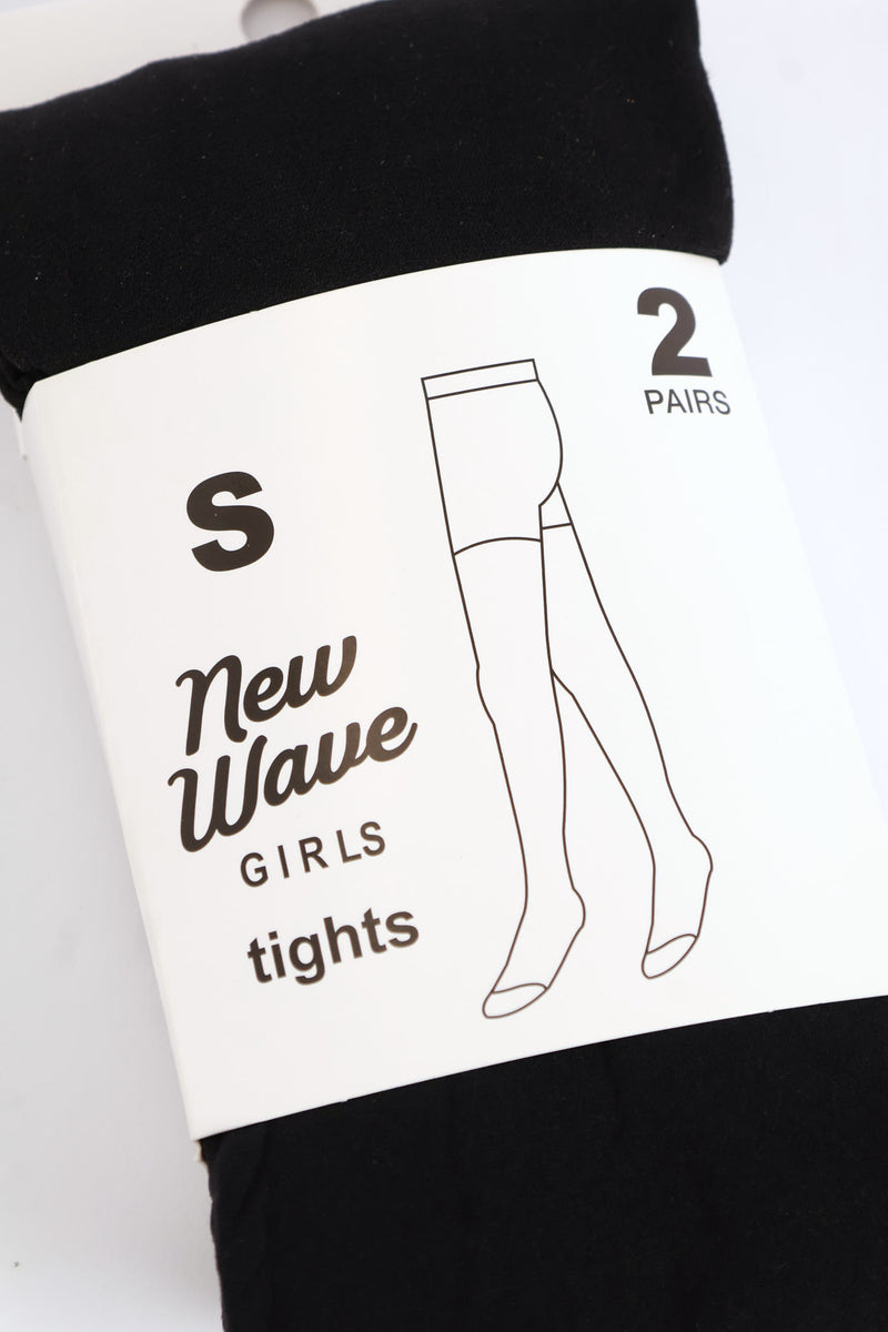 Girls 2 Pack Original Opaque Tights - Black