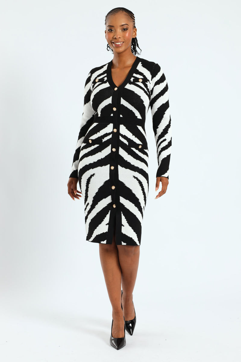 Zebra Preppy Bodycon Dress