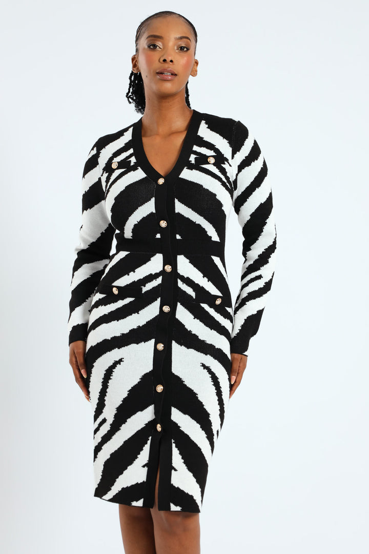 Zebra Preppy Bodycon Dress