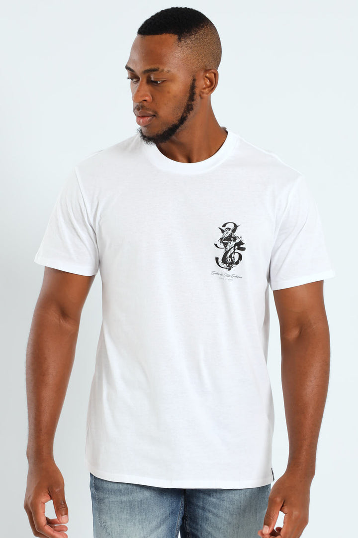 Angel Front & Back Print Tee - White