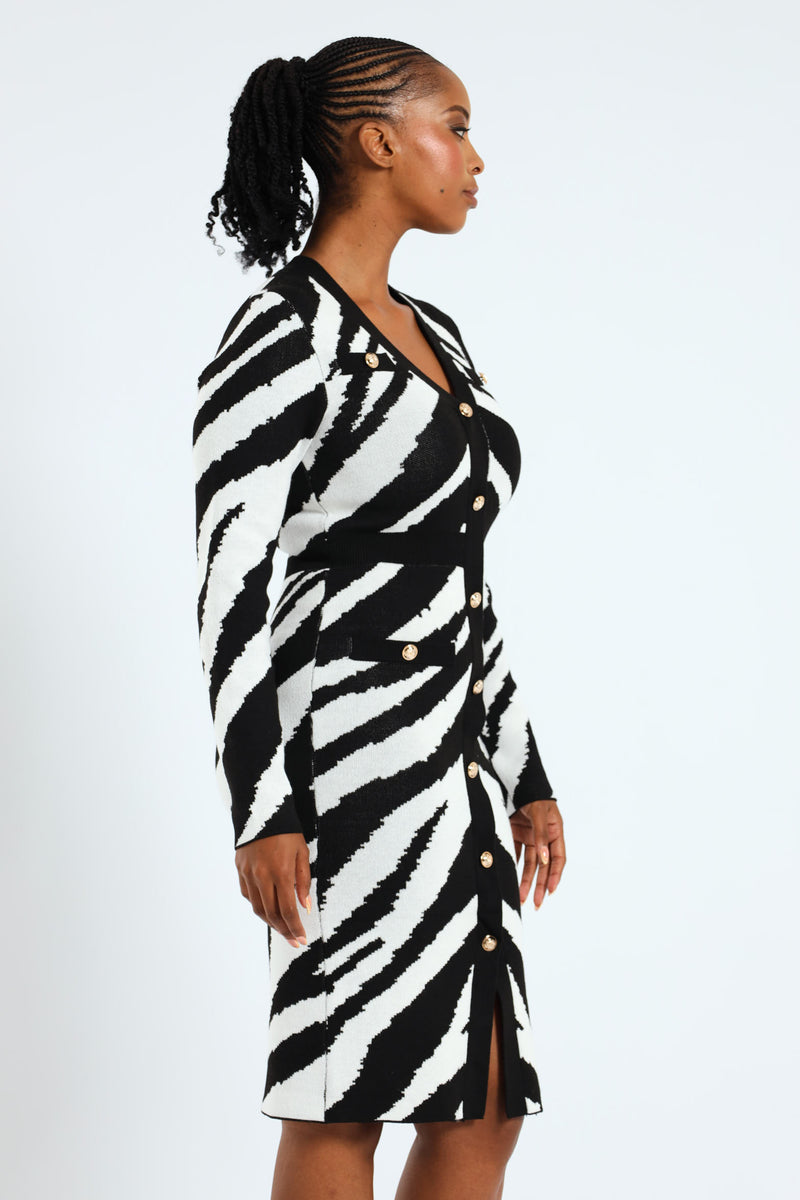 Zebra Preppy Bodycon Dress