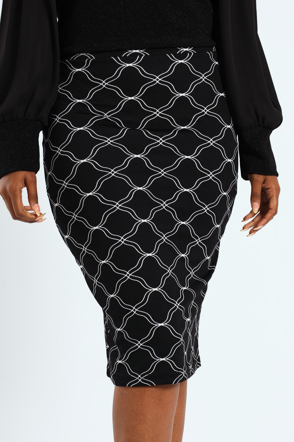 2 Pack Basic Career Skirt - Black/White