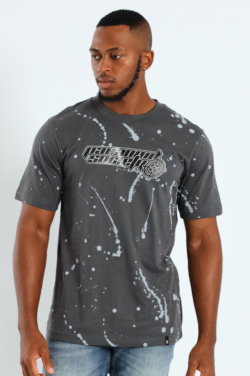 Paint Splatter Print Tee - Dark Grey