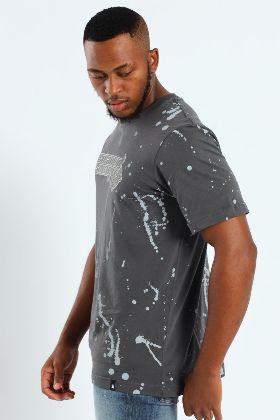 Paint Splatter Print Tee - Dark Grey