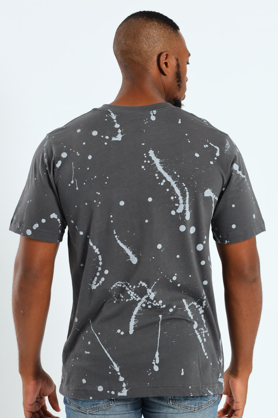 Paint Splatter Print Tee - Dark Grey