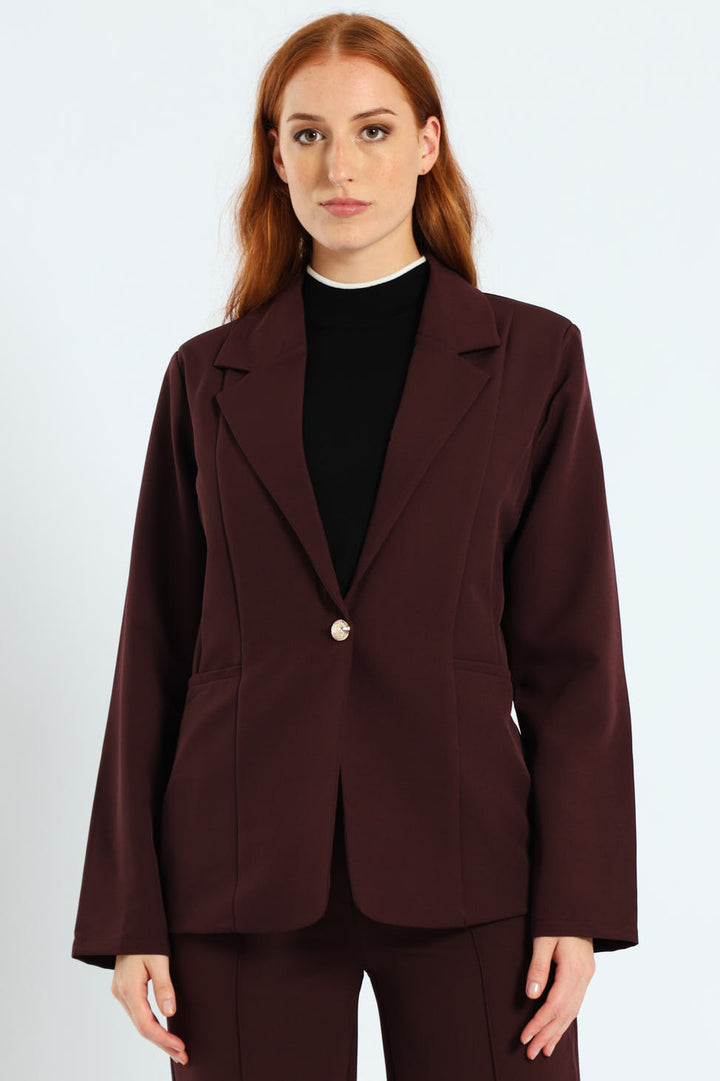 Darted Welt Pocket Blazer - Plum