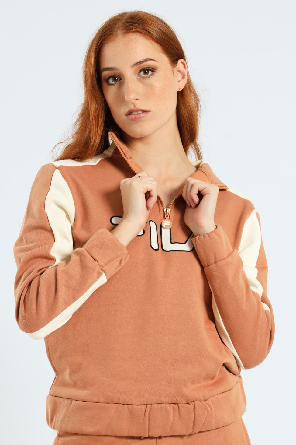 Vivian 3/4 Zip Sweater - Peach