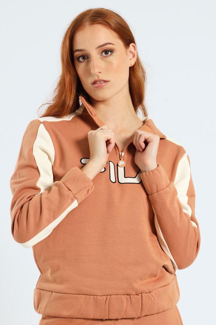 Vivian 3/4 Zip Sweater - Peach