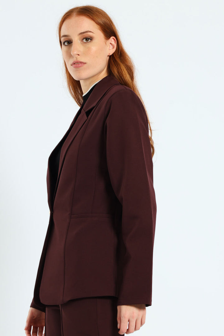 Darted Welt Pocket Blazer - Plum