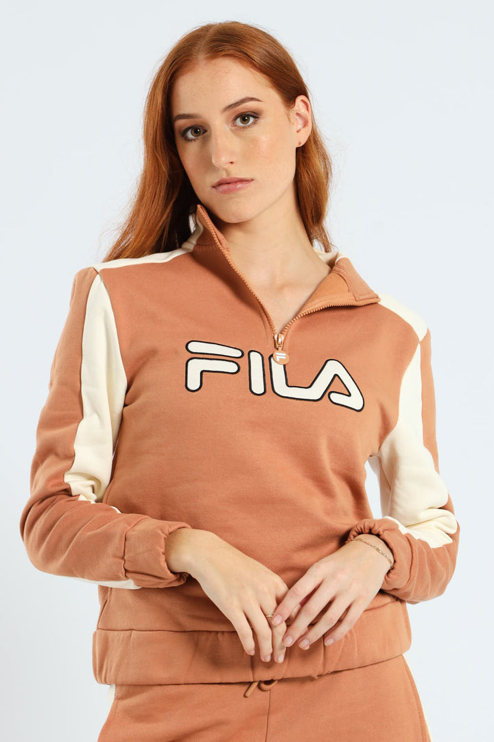 Vivian 3/4 Zip Sweater - Peach