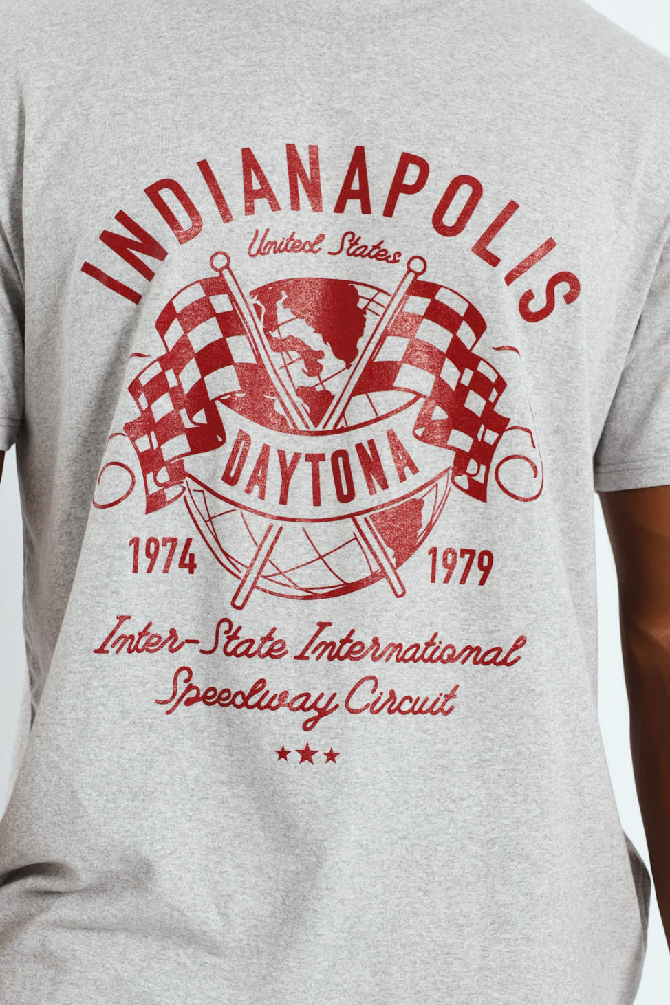 Race Flag Printed Tee - Grey Melange