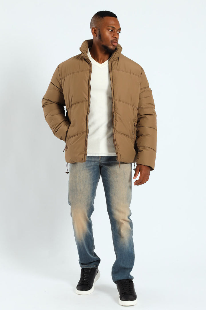 Boxy Fit Puffer - Taupe