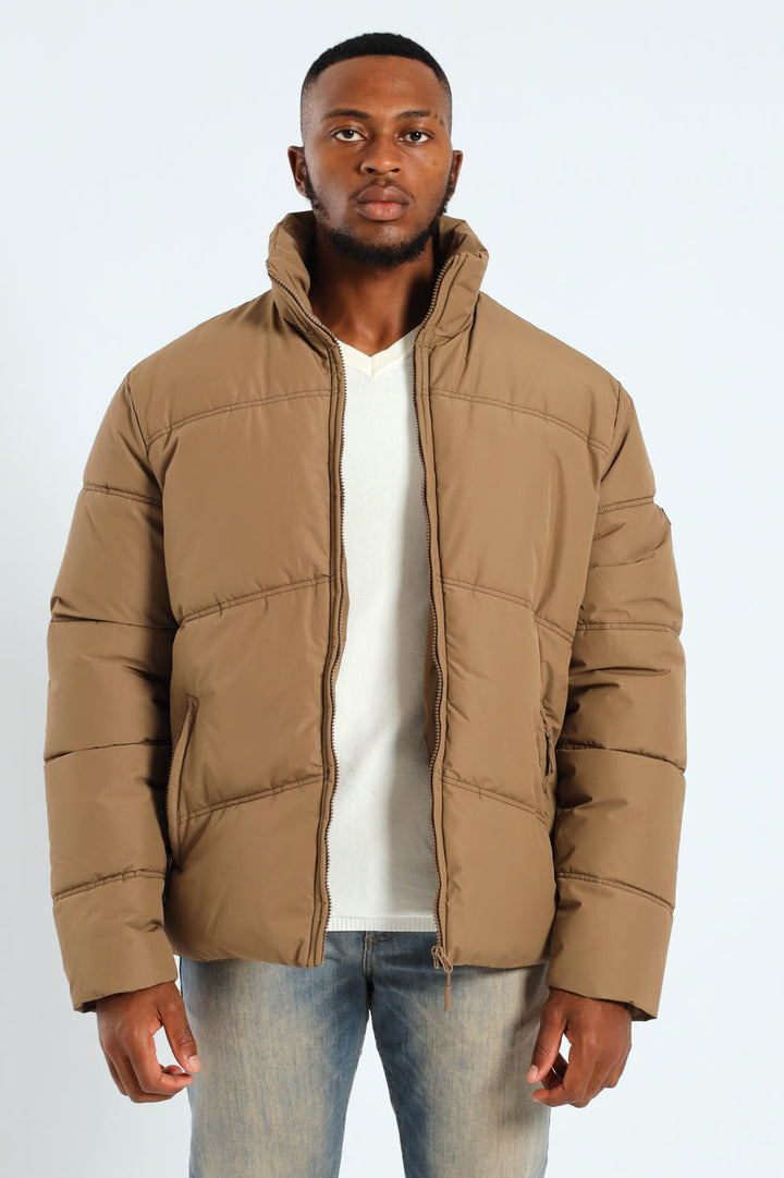Boxy Fit Puffer - Taupe