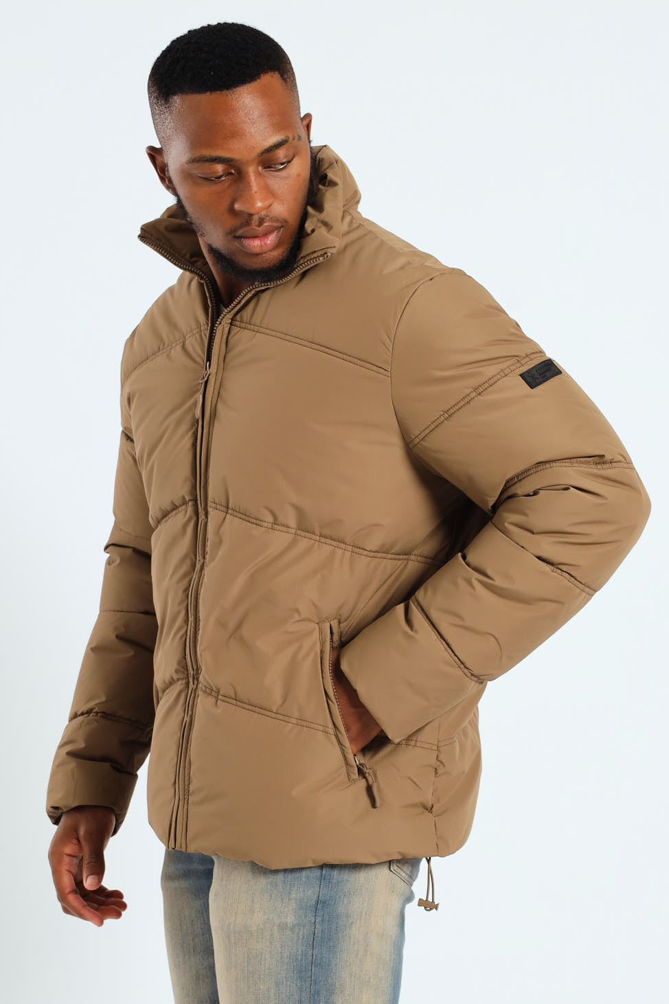 Boxy Fit Puffer - Taupe