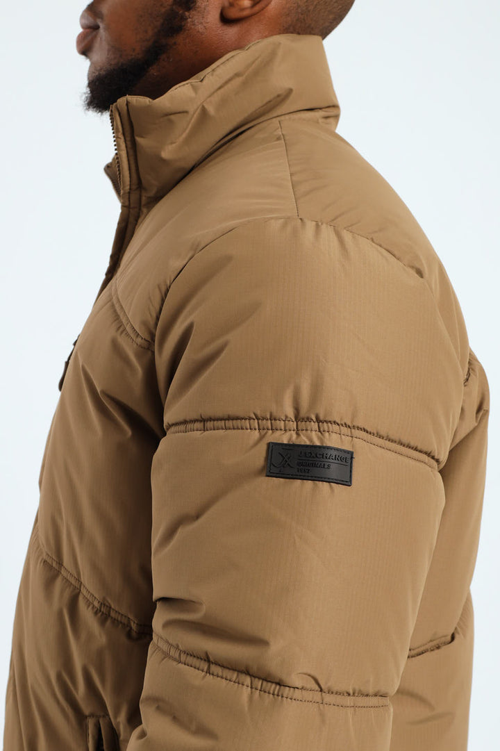 Boxy Fit Puffer - Taupe