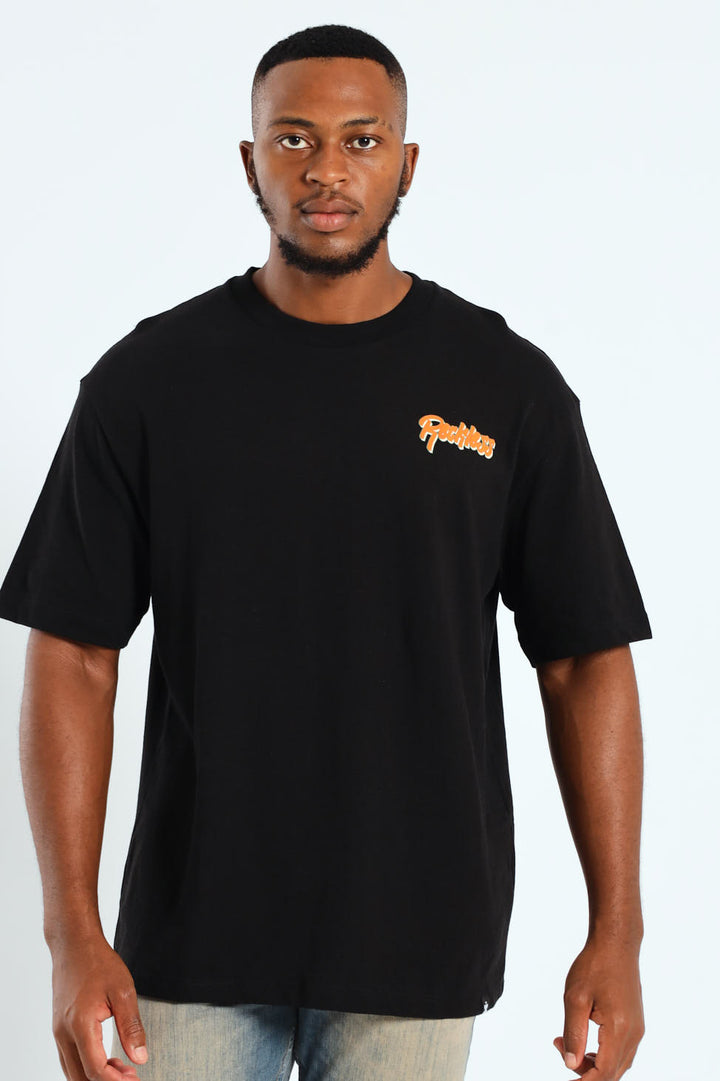 Oversized Reckless Front & Back Tee - Black