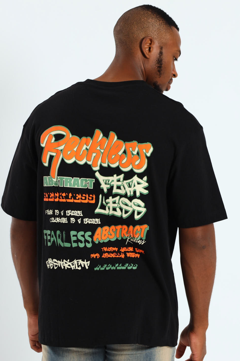 Oversized Reckless Front & Back Tee - Black