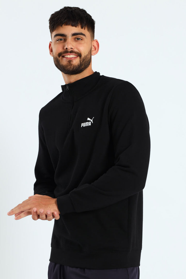 Essential No.1 Logo Half-Zip Fleece Top - Black
