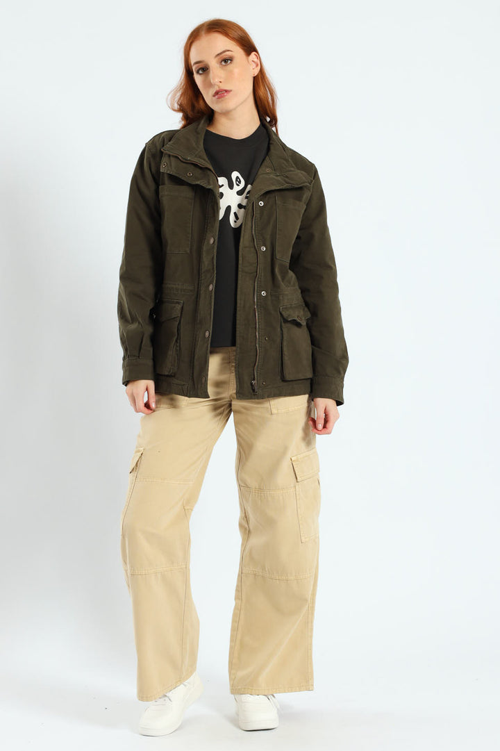 Karlie Utility Jacket - Military Green