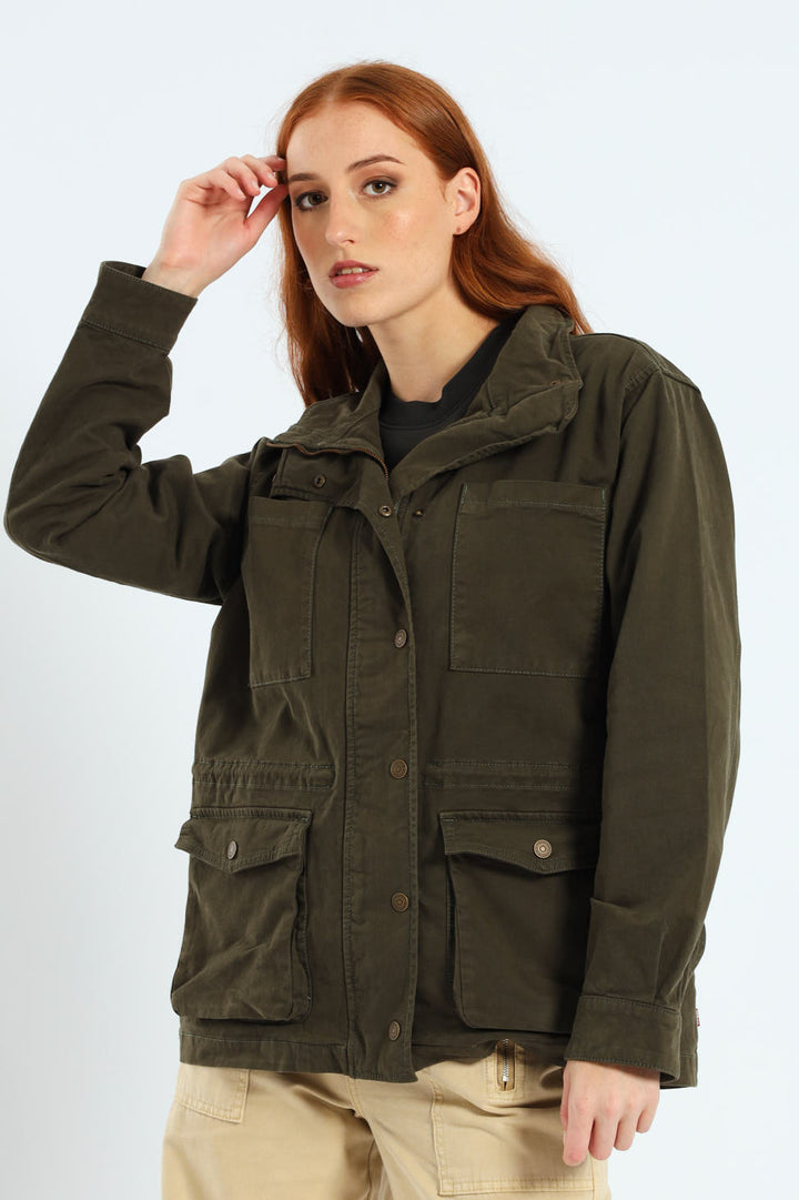 Karlie Utility Jacket - Military Green