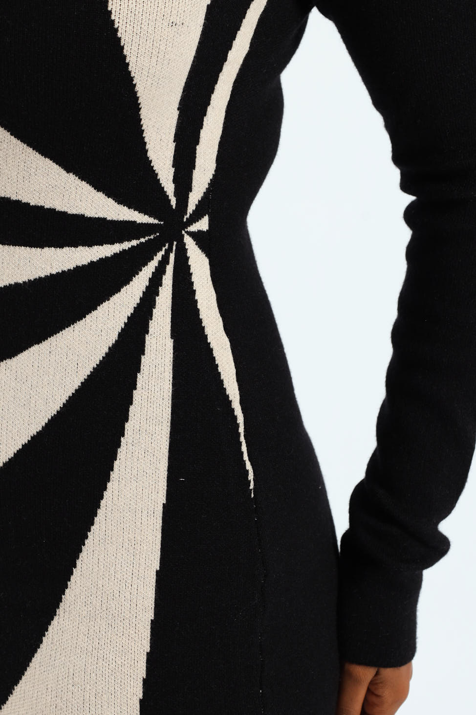 Monochrome Swirl Knitwear Midi Dress