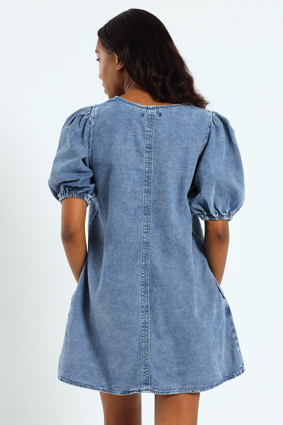 Denim Shift Dress With Pockets
