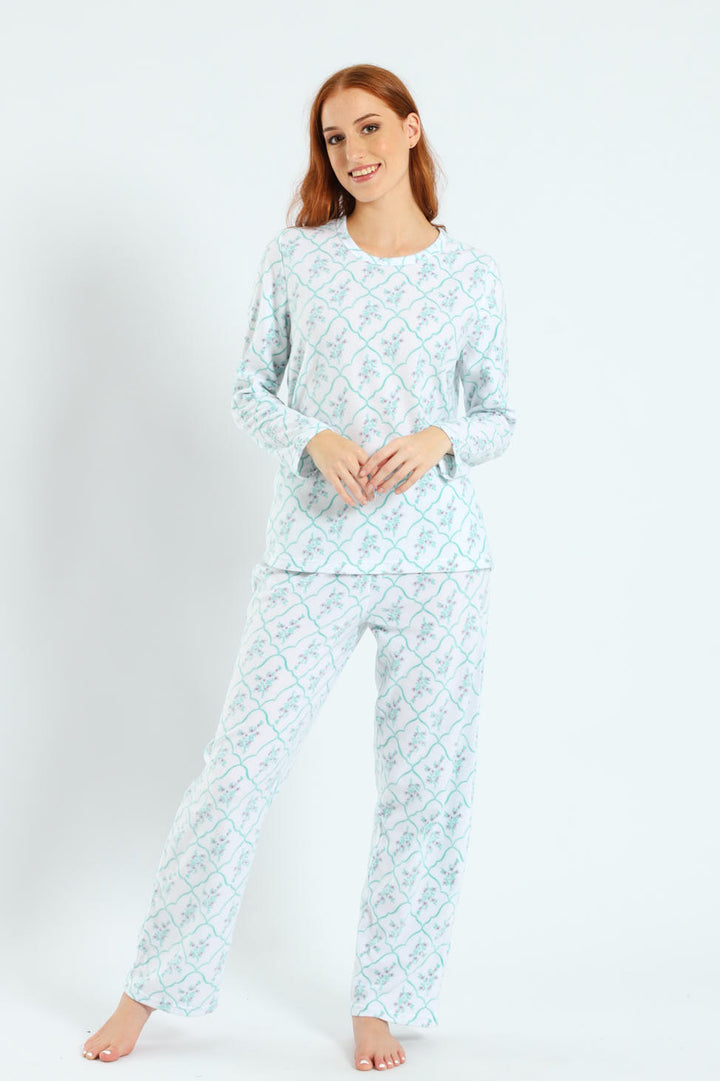 Polar Fleece Floral Tile Set - White