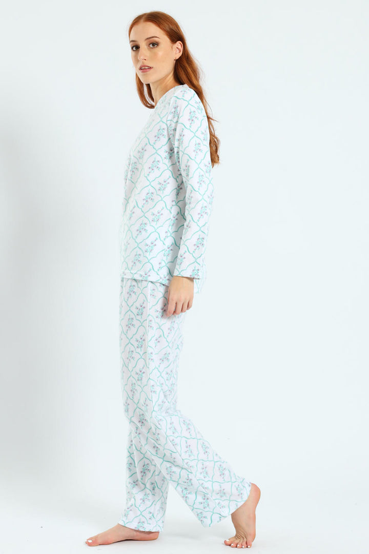 Polar Fleece Floral Tile Set - White