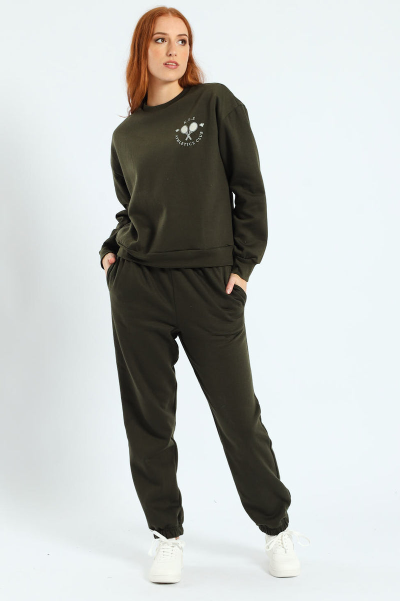 Long Sleeve Printed Screen Pullover - Dark Fatigue
