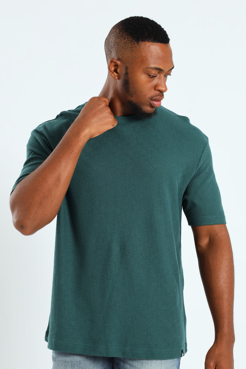 Pointelle Textured Tee - Forest Green