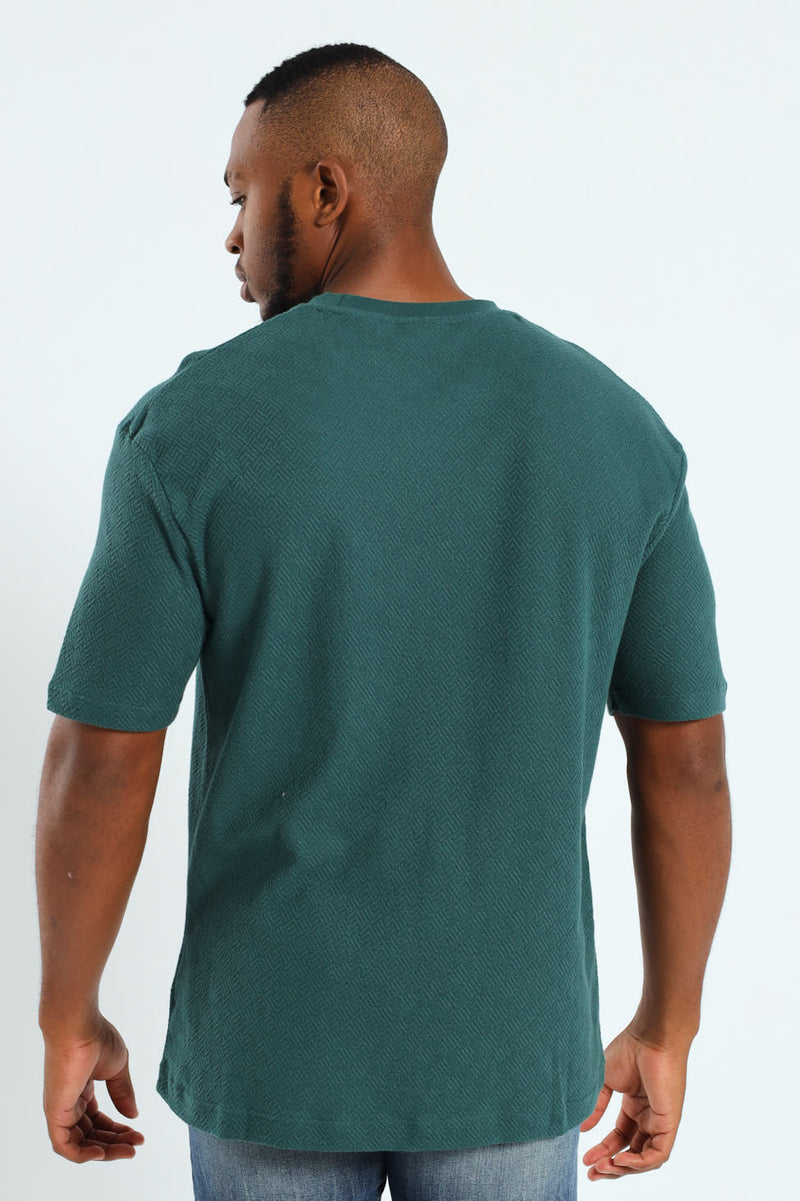 Pointelle Textured Tee - Forest Green