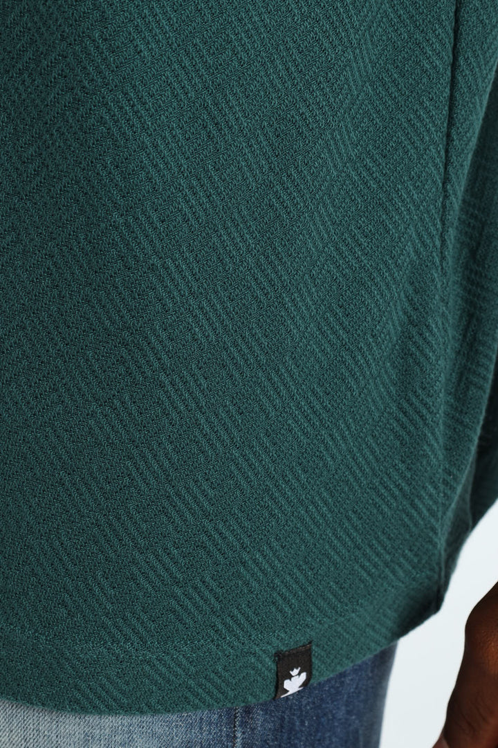 Pointelle Textured Tee - Forest Green