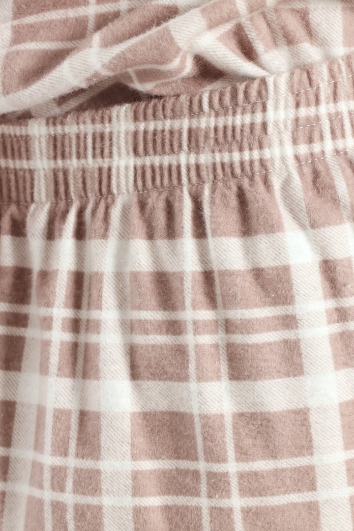 Flannel Check Button Through & Pants Set - Brown