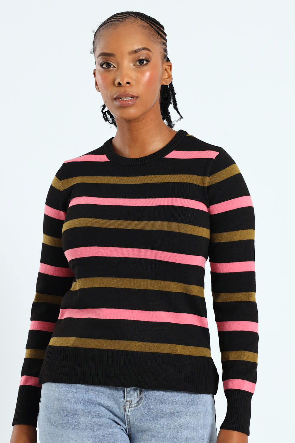 Striped Pullover - Black/Pink