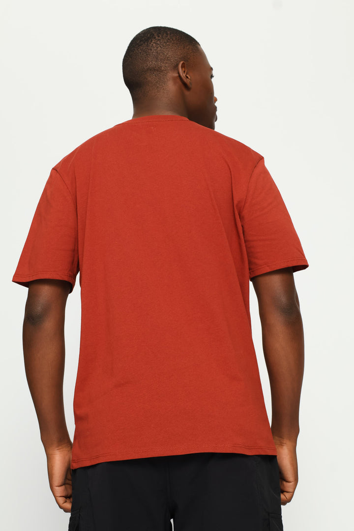 Rooibos Crime Teddy Chest Print Tee - Rust