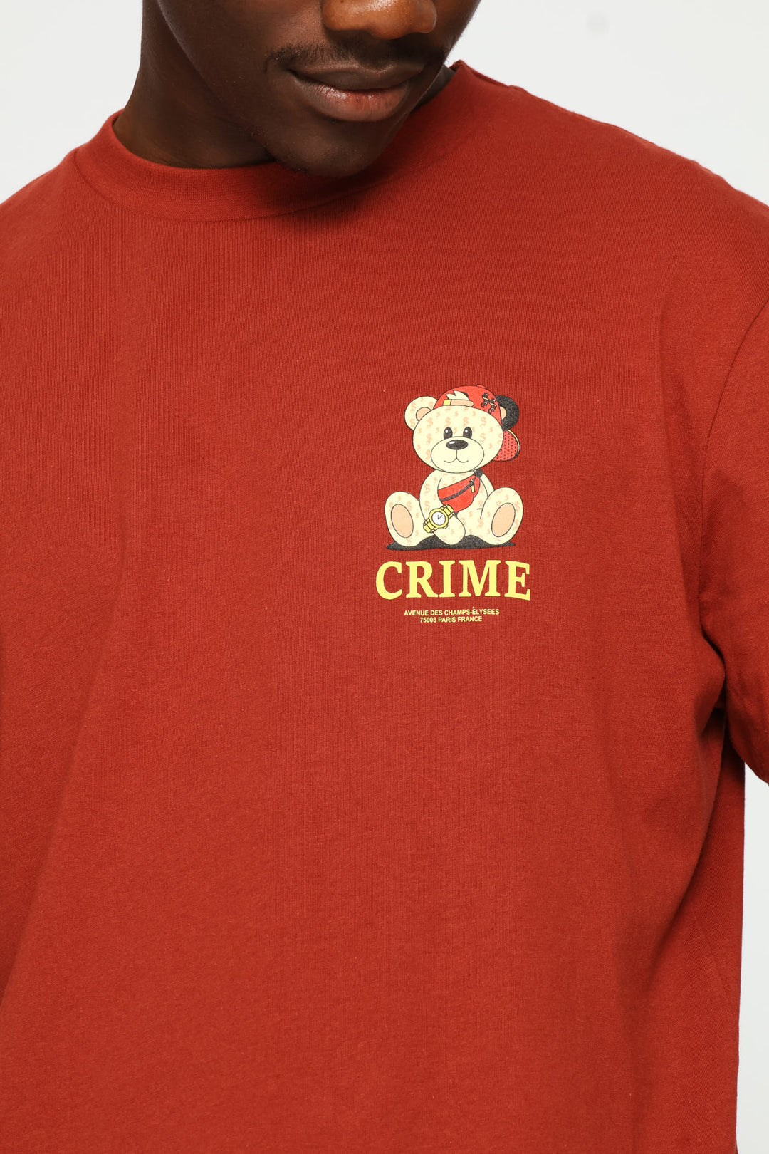 Rooibos Crime Teddy Chest Print Tee - Rust