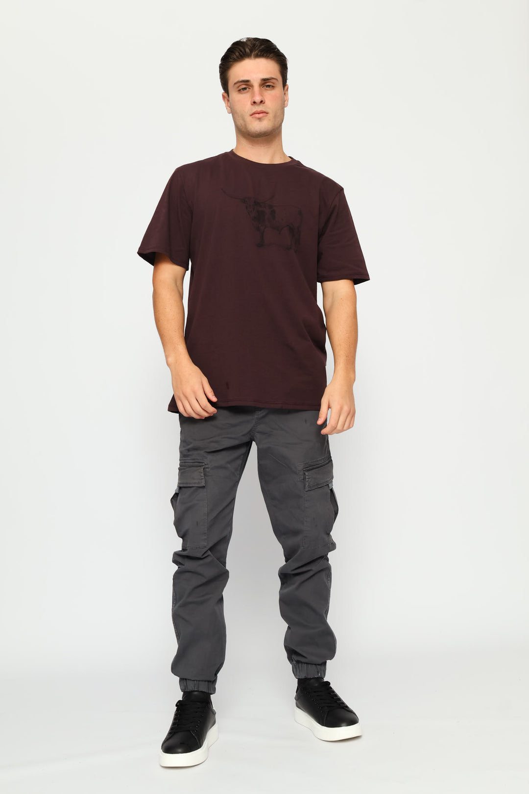 Nguni Steer Tee - Burgundy