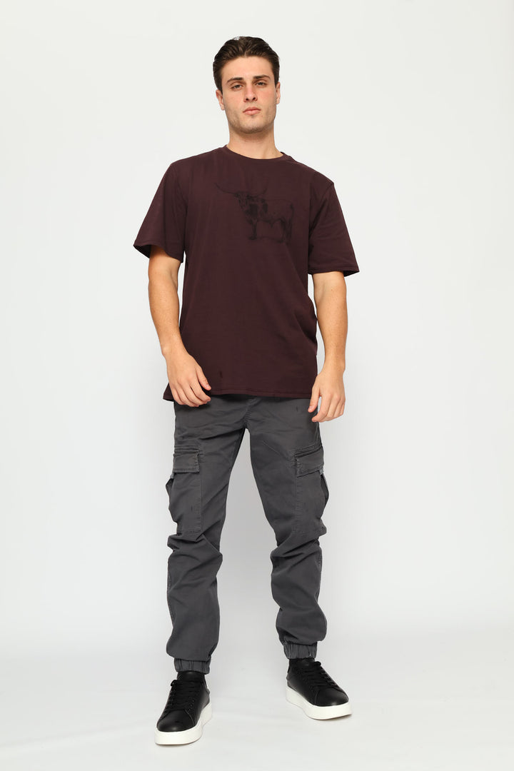 Nguni Steer Tee - Burgundy