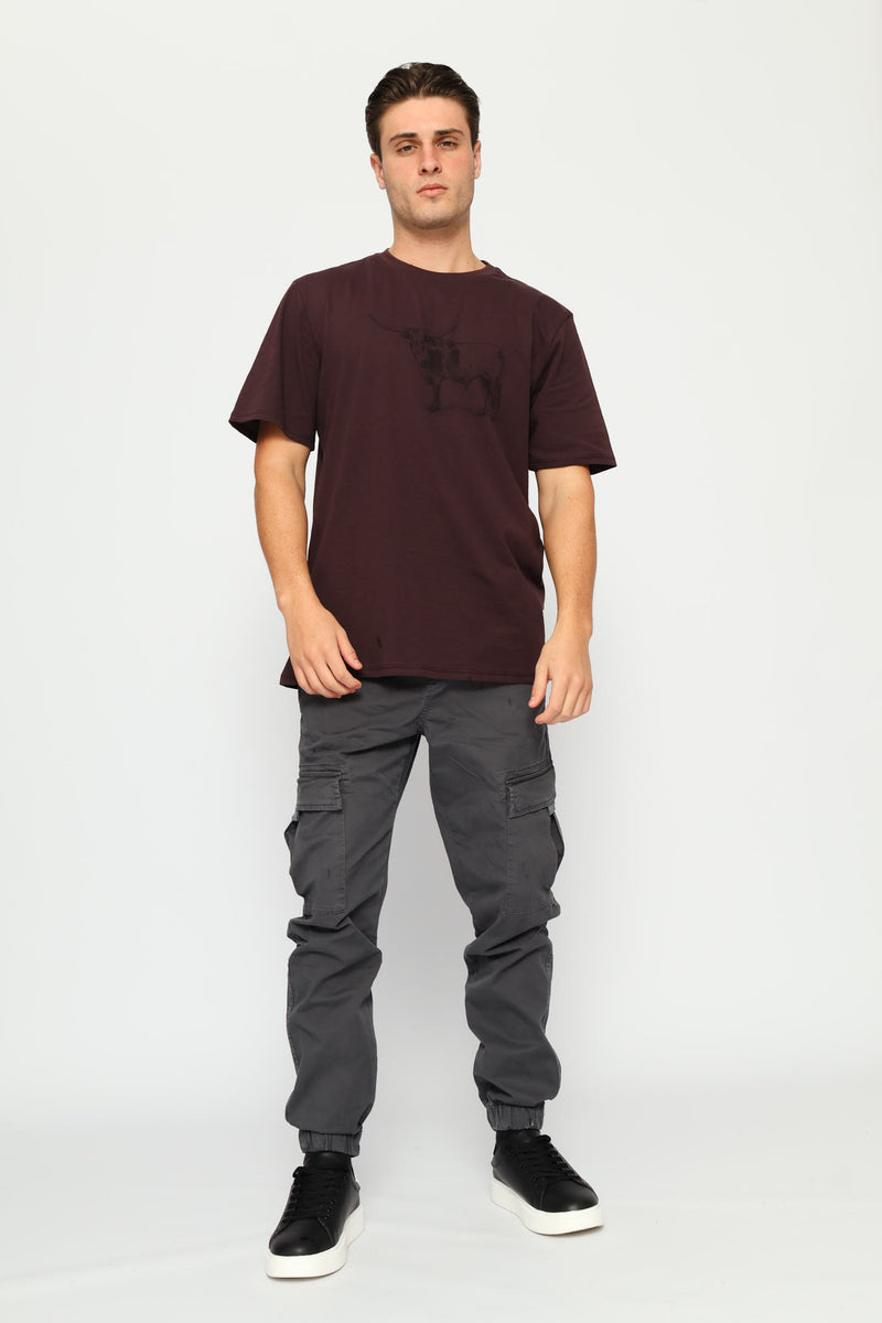 Nguni Steer Tee - Burgundy