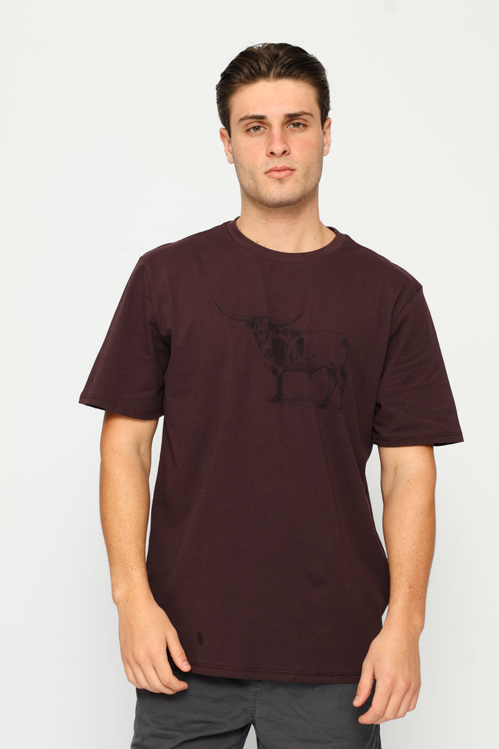 Nguni Steer Tee - Burgundy