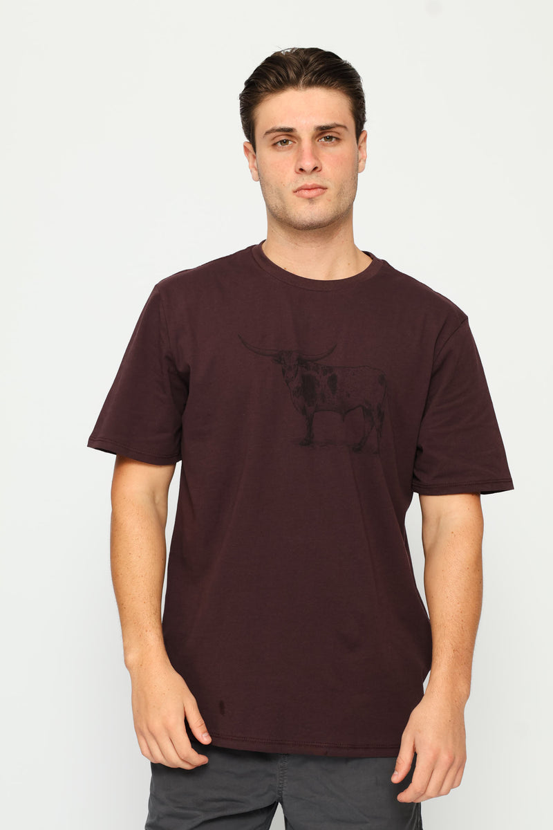 Nguni Steer Tee - Burgundy