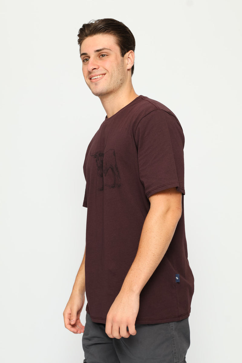 Nguni Steer Tee - Burgundy