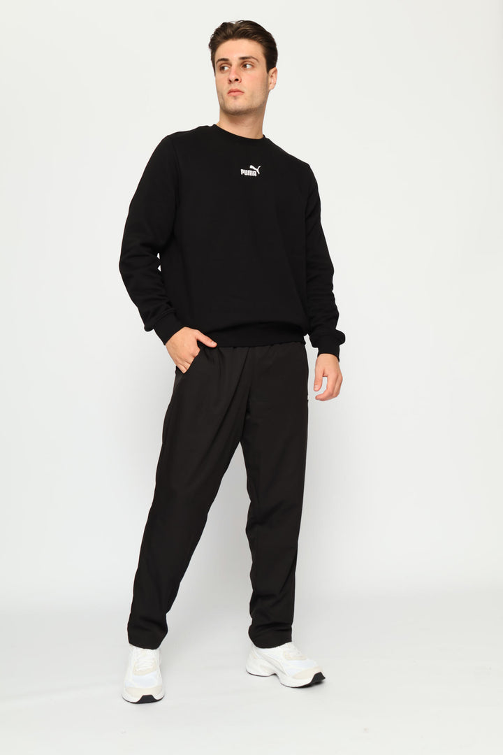 Essential Centered Logo Fleece Top - Black