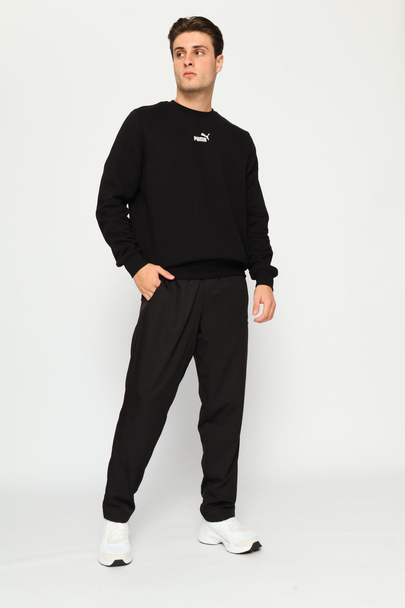 Essential Centered Logo Fleece Top - Black