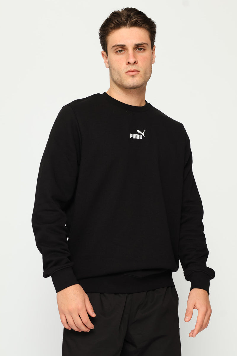 Essential Centered Logo Fleece Top - Black
