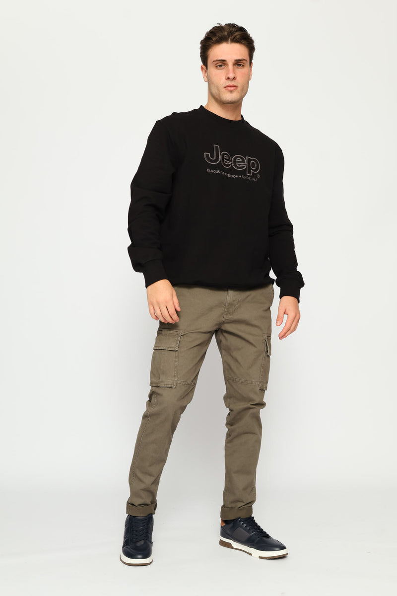 Core Applique Fleece Crewneck - Black